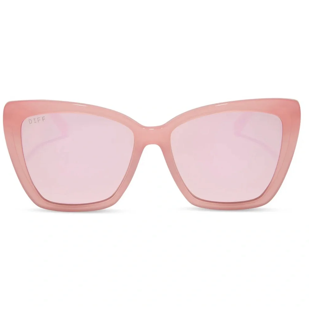 DIFF Becky II Sunglasses Peach Frame Cherry Blossom Mirror Lens Cat Eye NWT